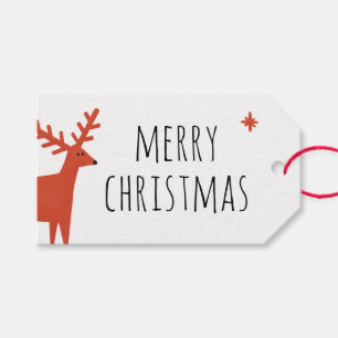 Prettig kerstfeest Noordse rode rendier houtland Cadeaulabel
