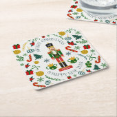 Prettig kerstfeest notenkraker aangepaste monogram kartonnen onderzetters (Schuin)
