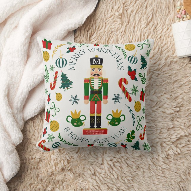 Prettig kerstfeest notenkraker aangepaste monogram kussen (Deken)