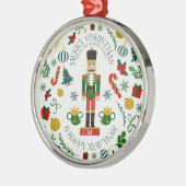 Prettig kerstfeest notenkraker aangepaste monogram metalen ornament (Links)