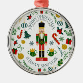 Prettig kerstfeest notenkraker aangepaste monogram metalen ornament (Voorkant)