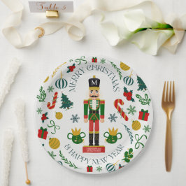 Prettig kerstfeest notenkraker aangepaste monogram papieren bordje