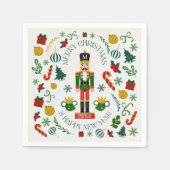 Prettig kerstfeest notenkraker aangepaste monogram servet (Voorkant)