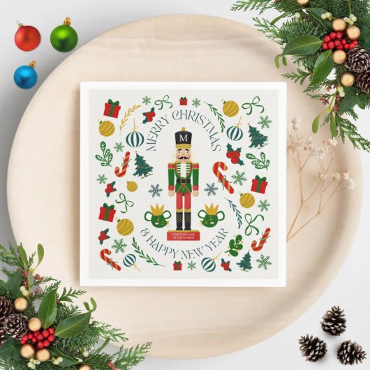 Prettig kerstfeest notenkraker aangepaste monogram servet
