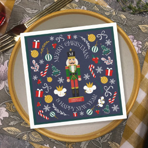 Prettig kerstfeest notenkraker aangepaste monogram servet