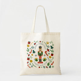 Prettig kerstfeest notenkraker aangepaste monogram tote bag