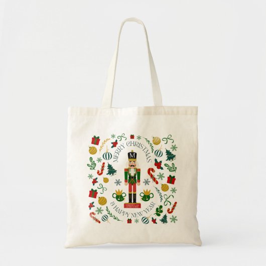 Prettig kerstfeest notenkraker aangepaste monogram tote bag (Voorkant)