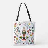Prettig kerstfeest notenkraker aangepaste monogram tote bag (Achterkant)