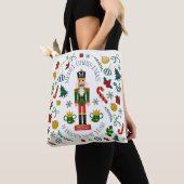 Prettig kerstfeest notenkraker aangepaste monogram tote bag (Dichtbij)