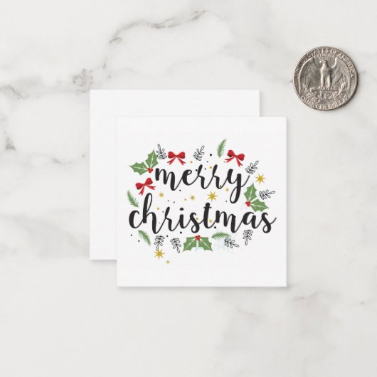 Prettig Kerstfeest , Notitiekaart, Kerstkaart Notitiekaartje (Voorkant / Achterkant in situ)