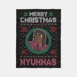 Prettig kerstfeest Nyukkas Grappig kerstfeest vlie Fleece Deken