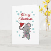 Prettig kerstfeest Olifant Sneeuw Winter Olifanten Kaart (Gele Bloem)