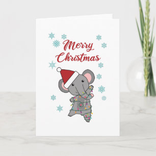 Prettig kerstfeest Olifant Sneeuw Winter Olifanten Kaart
