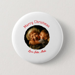 Prettig kerstfeest oma dochter foto cirkel ronde button 5,7 cm