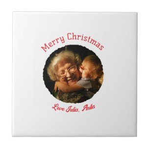 Prettig kerstfeest oma dochter foto cirkel tegeltje