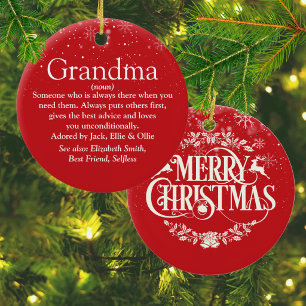 Prettig kerstfeest Oma Grootmoeder Definitie Keramisch Ornament