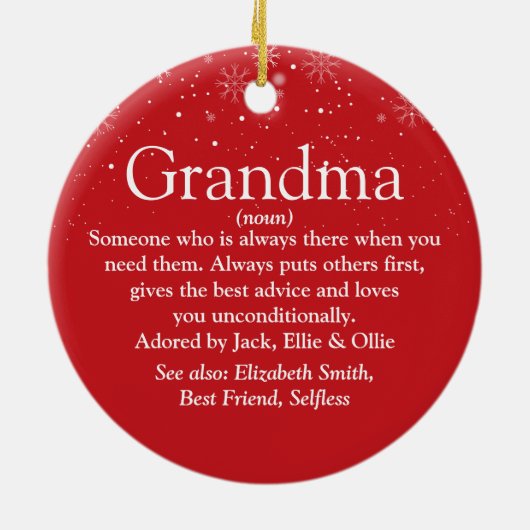 Prettig kerstfeest Oma Grootmoeder Definitie Keramisch Ornament (Achterkant)