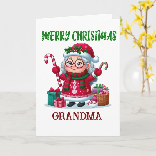 Prettig kerstfeest oma kaart (Gele Bloem)