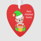Prettig kerstfeest oma & Lieve kerstelf Ornament (voorkant)