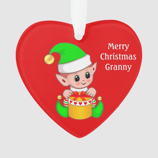 Prettig kerstfeest oma & Lieve kerstelf Ornament (voorkant)