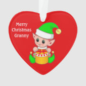 Prettig kerstfeest oma & Lieve kerstelf Ornament (achterkant)