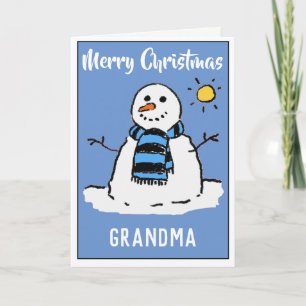 Prettig kerstfeest oma sneeuwman kerstkaart feestdagen kaart
