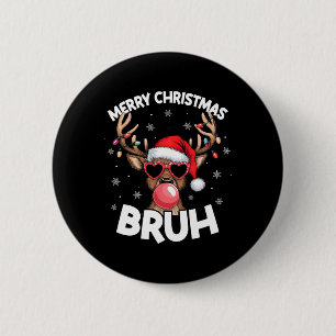 Prettig kerstfeest Ome rendier grappige Kerstmis t Ronde Button 5,7 Cm