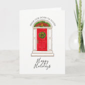 Prettig Kerstfeest Onze Rode Deur Ananas Krans Feestdagen Kaart (Voorkant)