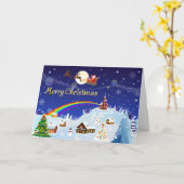 Prettig kerstfeest op de volle maan kaart (Gele Bloem)