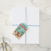 Prettig kerstfeest op het strand cadeaulabel (Met Touw)