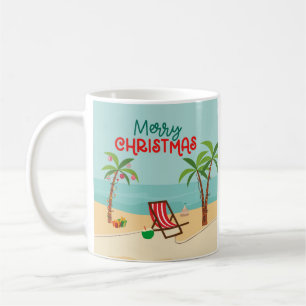 Prettig kerstfeest op het strand koffiemok