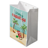 Prettig kerstfeest op het strand medium cadeauzakje (Voorkant Gekanteld)