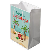 Prettig kerstfeest op het strand medium cadeauzakje (Achterkant Gekanteld)