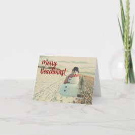 Prettig Kerstfeest op het strand - Vintage zandige Feestdagen Kaart