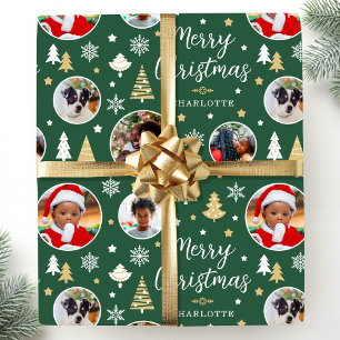 Prettig kerstfeest op maat gemaakte foto Festieve Cadeaupapier