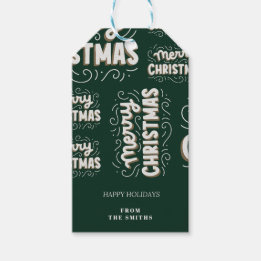 Prettig kerstfeest | Op maat gemaakte groene en wi Cadeaulabel