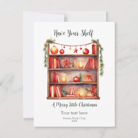 Prettig Kerstfeest op uw Boekenplank Feestdagenkaart (Voorkant)