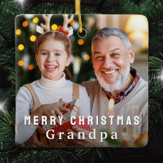 Prettig kerstfeest opa aangepaste foto keramisch ornament