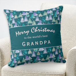 Prettig kerstfeest Opa Aquarel Bomen Op Maat Kussen