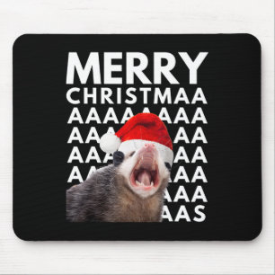 Prettig kerstfeest Opossum Schreeuwend Plezier Man Muismat
