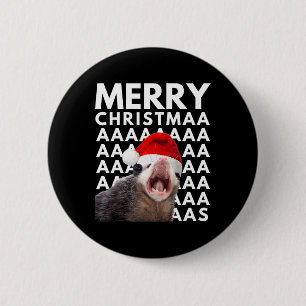 Prettig kerstfeest Opossum Schreeuwend Plezier Man Ronde Button 5,7 Cm