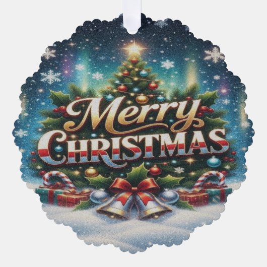 Prettig kerstfeest ornament kaart (Voorkant)