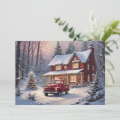 Prettig kerstfeest Oud Cottage Feestdagenkaart (Staand voorkant)