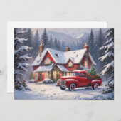 Prettig kerstfeest Oud huisje Feestdagenkaart (Voorkant / Achterkant)