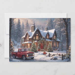 Prettig kerstfeest Oud huisje Feestdagenkaart