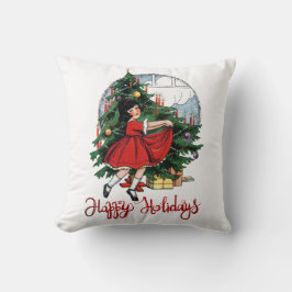Prettig kerstfeest, Oude dennenboom Meisje Kussen