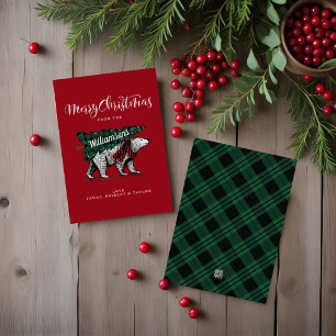 Prettig kerstfeest Oude IJsbeer Boom Levering Feestdagenkaart