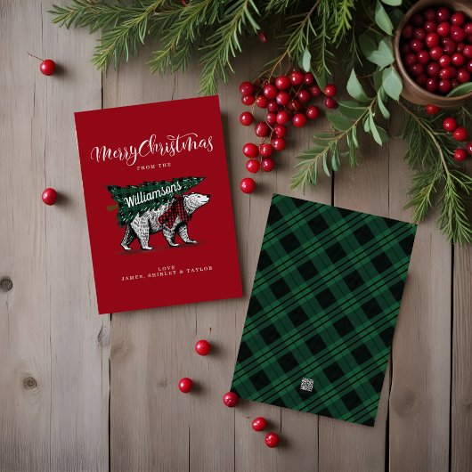 Prettig kerstfeest Oude IJsbeer Boom Levering Feestdagenkaart