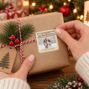 Prettig kerstfeest Oude krantenfoto cadeau Vierkante Sticker