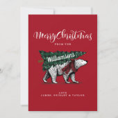 Prettig kerstfeest Oude Poolbeer Boom Levering Feestdagenkaart (Voorkant)